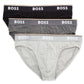 Pacote com 3 cuecas masculinas Hugo Boss Power Cotton Blend, cinza, tamanho grande