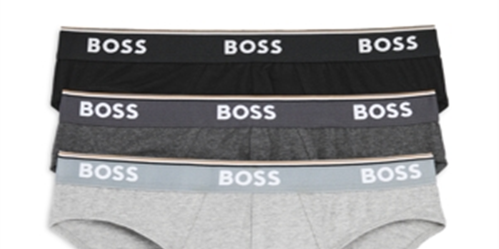 Pacote com 3 cuecas masculinas Hugo Boss Power Cotton Blend, cinza, tamanho grande