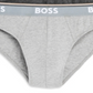 Pacote com 3 cuecas masculinas Hugo Boss Power Cotton Blend, cinza, tamanho grande