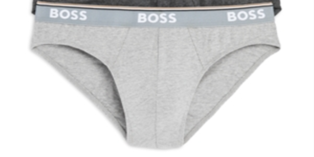 Pacote com 3 cuecas masculinas Hugo Boss Power Cotton Blend, cinza, tamanho grande