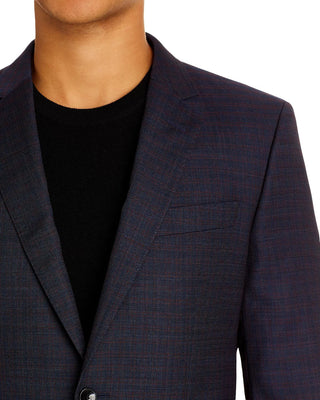 Hugo Boss Men's Tonal Check Slim Fit Suit Blue Size 46