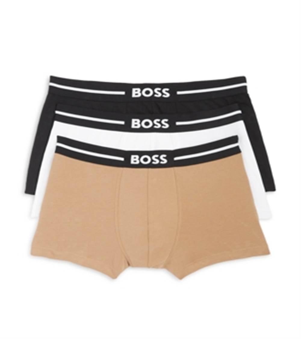 Pacote de 3 cuecas boxer masculinas BOSS Bold Stretch Cotton, tamanhos variados P