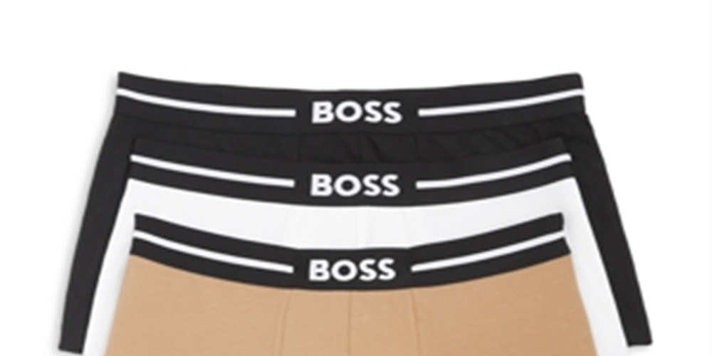 Pacote de 3 cuecas boxer masculinas BOSS Bold Stretch Cotton, tamanhos variados P