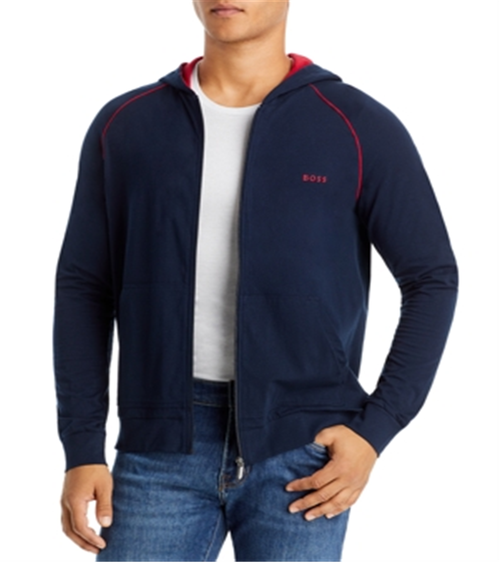 Jaqueta esportiva masculina Hugo Boss Mix and Match de algodão, azul, tamanho grande