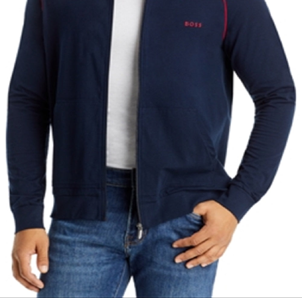 Jaqueta esportiva masculina Hugo Boss Mix and Match de algodão, azul, tamanho grande