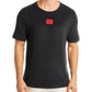 Camiseta masculina Hugo Boss Terry Me com logo patch, preta, tamanho médio