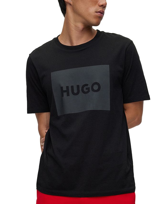 Camiseta masculina com estampa de logotipo Hugo Boss Dulive 222 Box, preta, tamanho médio
