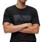 Camiseta masculina com estampa de logotipo Hugo Boss Dulive 222 Box, preta, tamanho médio