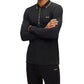 Camisa polo masculina Hugo Boss com detalhes do logotipo, manga comprida, corte slim, preta, tamanho médio