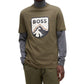Camiseta masculina de algodão com estampa de logotipo Hugo Boss, verde, tamanho grande