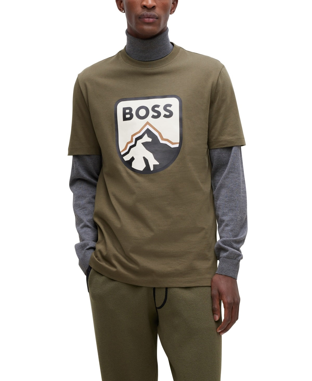 Camiseta masculina de algodão com estampa de logotipo Hugo Boss, verde, tamanho grande