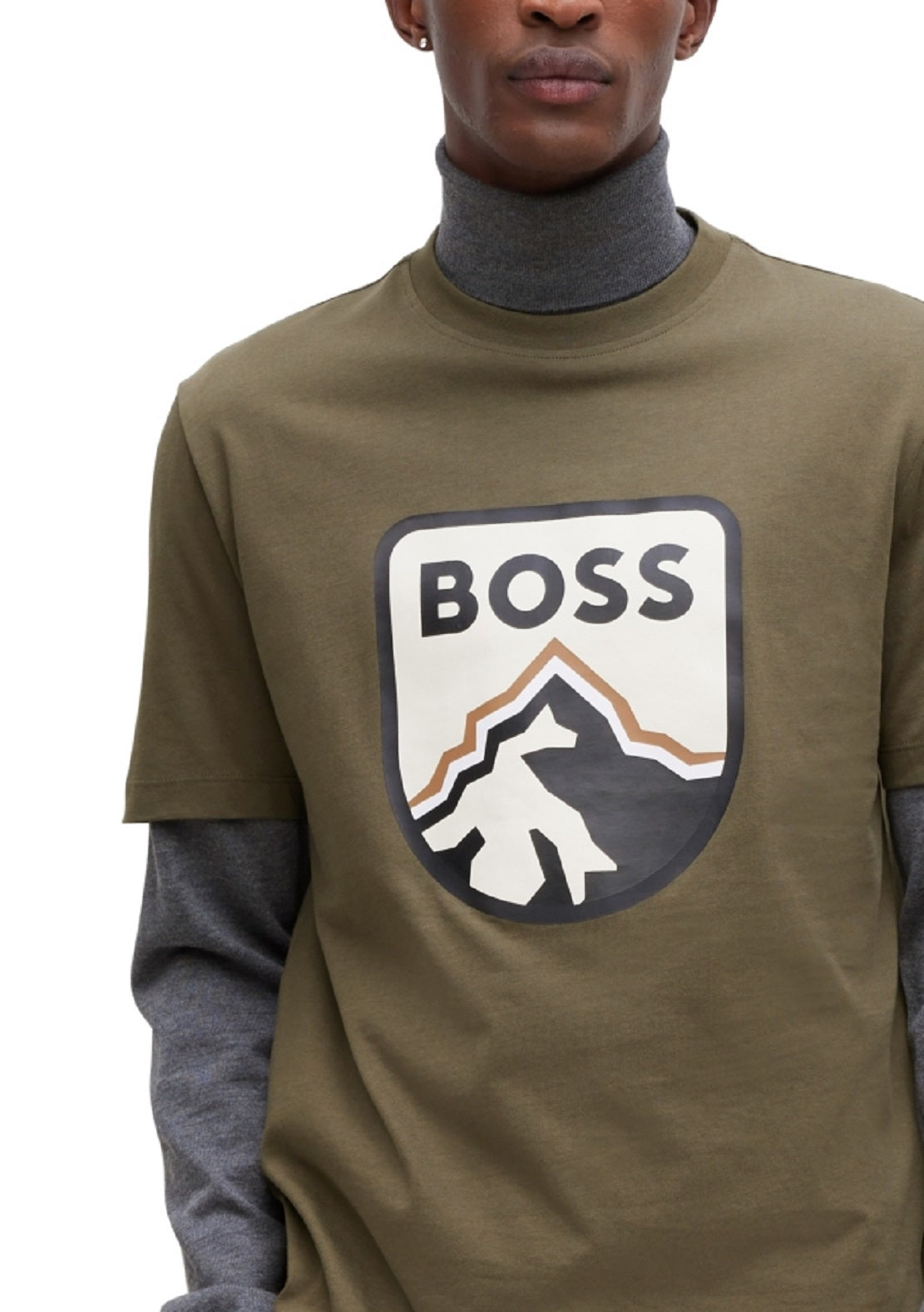 Camiseta masculina de algodão com estampa de logotipo Hugo Boss, verde, tamanho grande