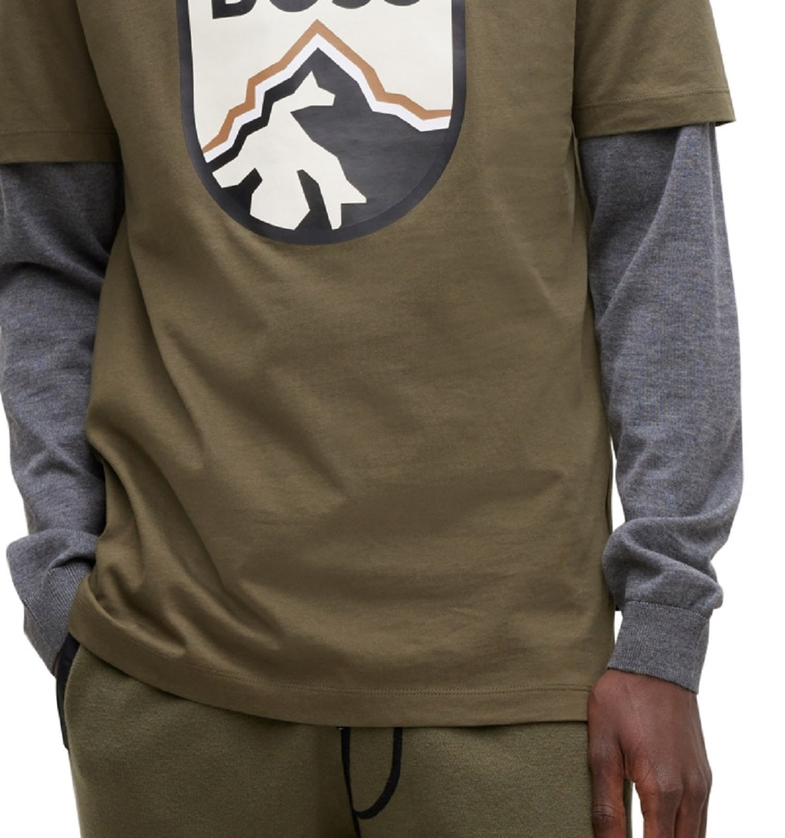 Camiseta masculina de algodão com estampa de logotipo Hugo Boss, verde, tamanho grande