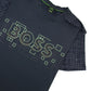 Camiseta masculina Hugo Boss Slim Fit com estampa de logotipo que brilha no escuro, azul, tamanho extragrande