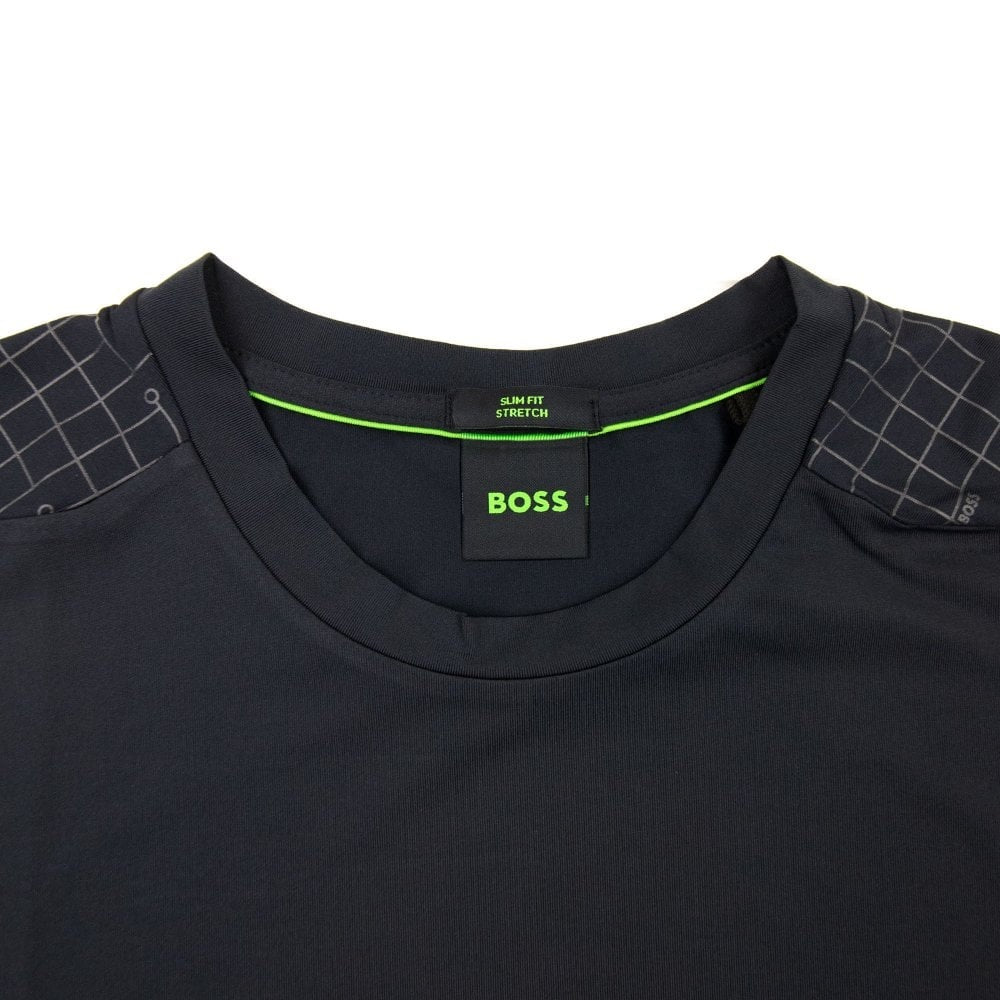 Camiseta masculina Hugo Boss Slim Fit com estampa de logotipo que brilha no escuro, azul, tamanho extragrande