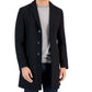 Sobretudo de lã sólida Hugo Boss Migor Slim Fit masculino, preto, tamanho 46