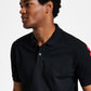 Camisa polo masculina Hugo Boss Dovember Classic Fit com estampa de logotipo xadrez, preta, tamanho extragrande