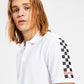 Camisa polo masculina Hugo Boss Dovember Classic Fit com estampa de logotipo xadrez, branca, tamanho grande
