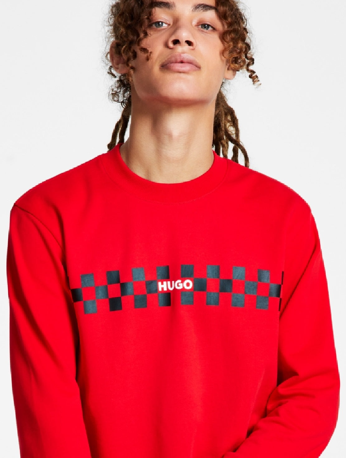 Moletom Hugo Boss Dromeo xadrez manga comprida masculino vermelho tamanho XX-G