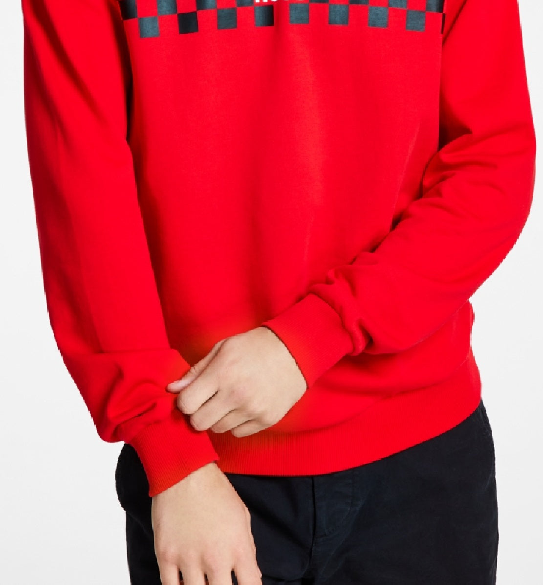 Moletom Hugo Boss Dromeo xadrez manga comprida masculino vermelho tamanho XX-G