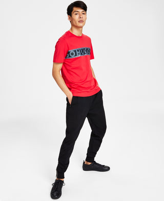 Camiseta masculina Hugo Boss Dinotto com fita e logotipo vermelha, tamanho médio