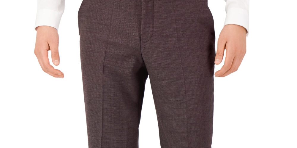 Calça de terno masculina Hugo Boss Modern Fit Super Flex vermelha tamanho 34