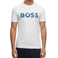 Camiseta masculina Hugo Boss de algodão elástico com estampa de logotipo gráfico, branca, tamanho médio