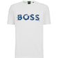 Camiseta masculina Hugo Boss de algodão elástico com estampa de logotipo gráfico, branca, tamanho médio