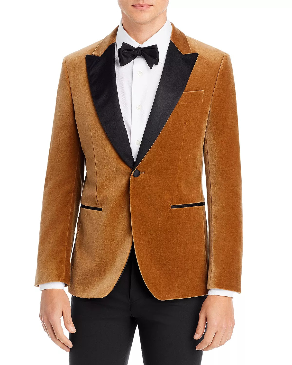 Jaqueta de jantar masculina Hugo Boss Hutson Velvet Slim Fit marrom tamanho 38