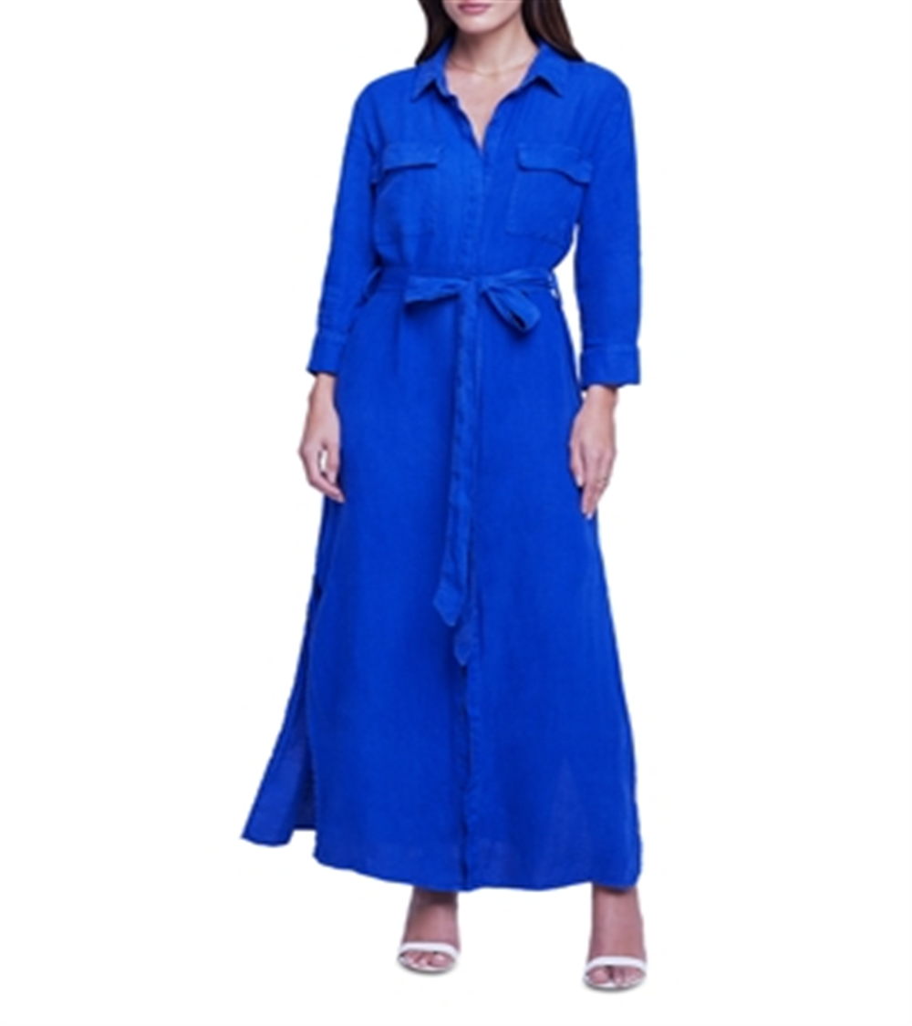Vestido camisa com cinto L'Agence Cameron azul tamanho M