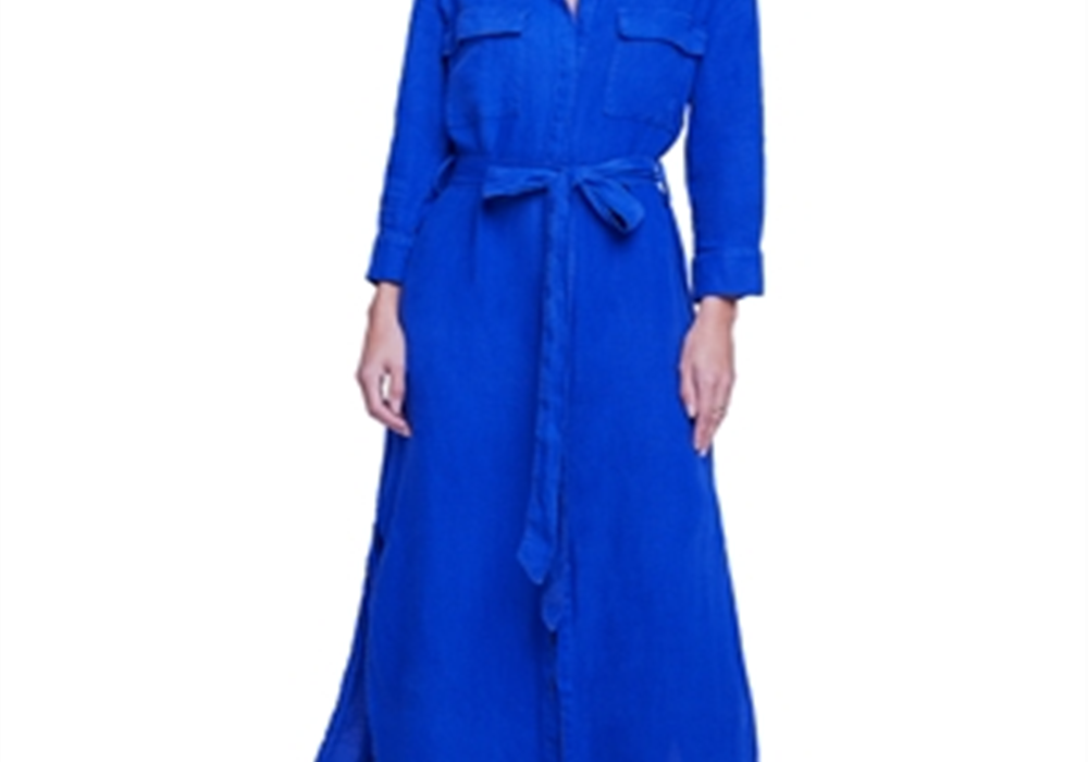 Vestido camisa com cinto L'Agence Cameron azul tamanho M