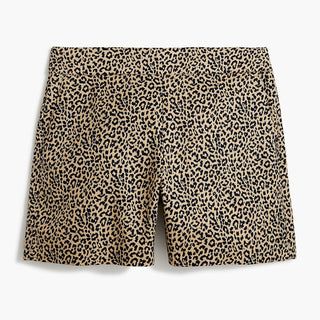 J.Crew - Shorts femininos de leopardo com trama de basquete