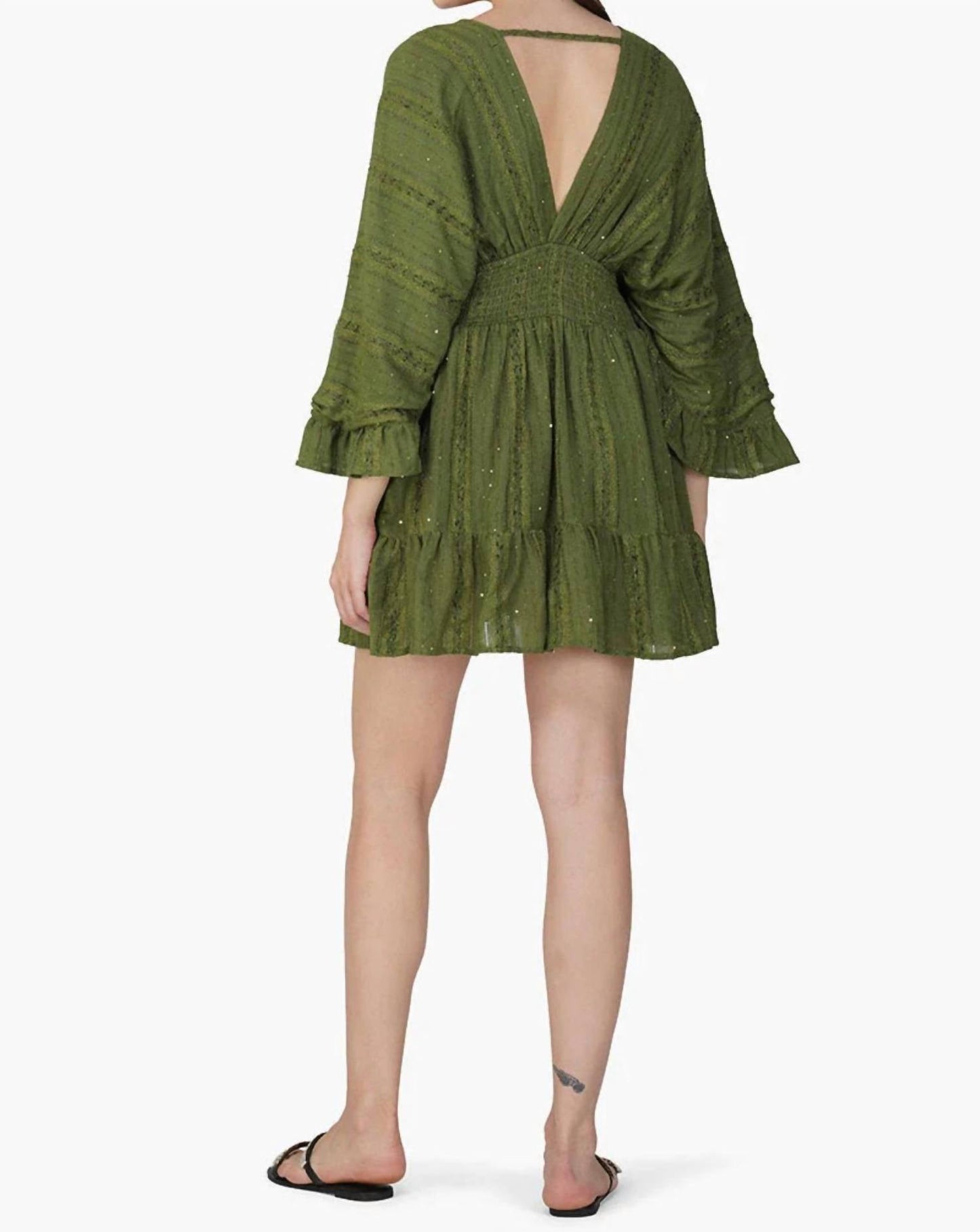 America & Beyond - Women's Mer's Olive Sparkle Mini Dress