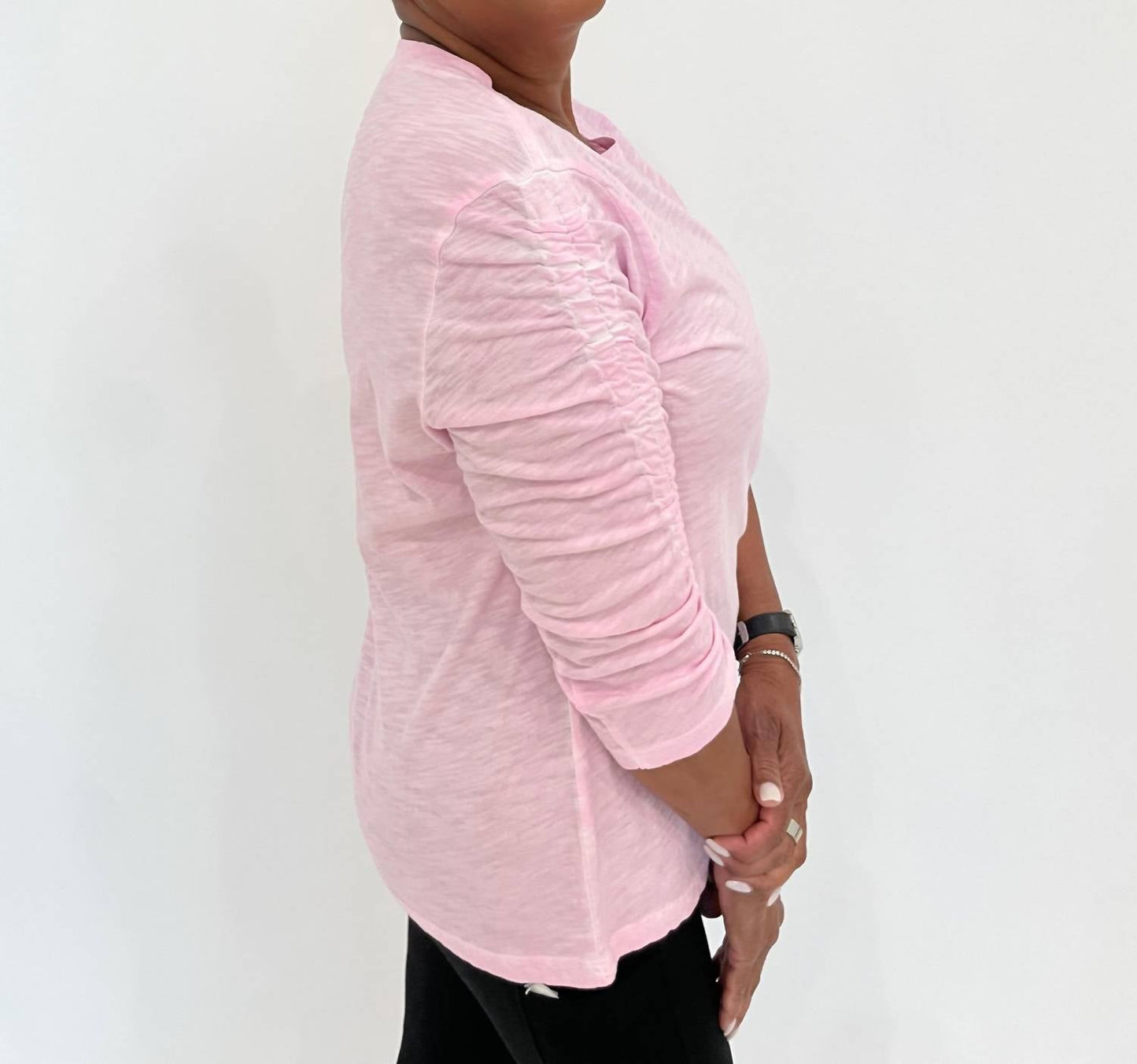 Elliott Lauren - Hannah Crew Neck Ruched Sleeve Tee
