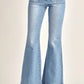 Risen - High Rise Patched Pocket Front Flare Jeans