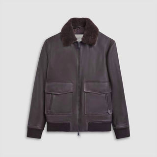 Bugatchi Uomo - Leather Zip Up Aviator Jacket