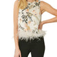 Entro - Abstract Tank Top With Feather Trim