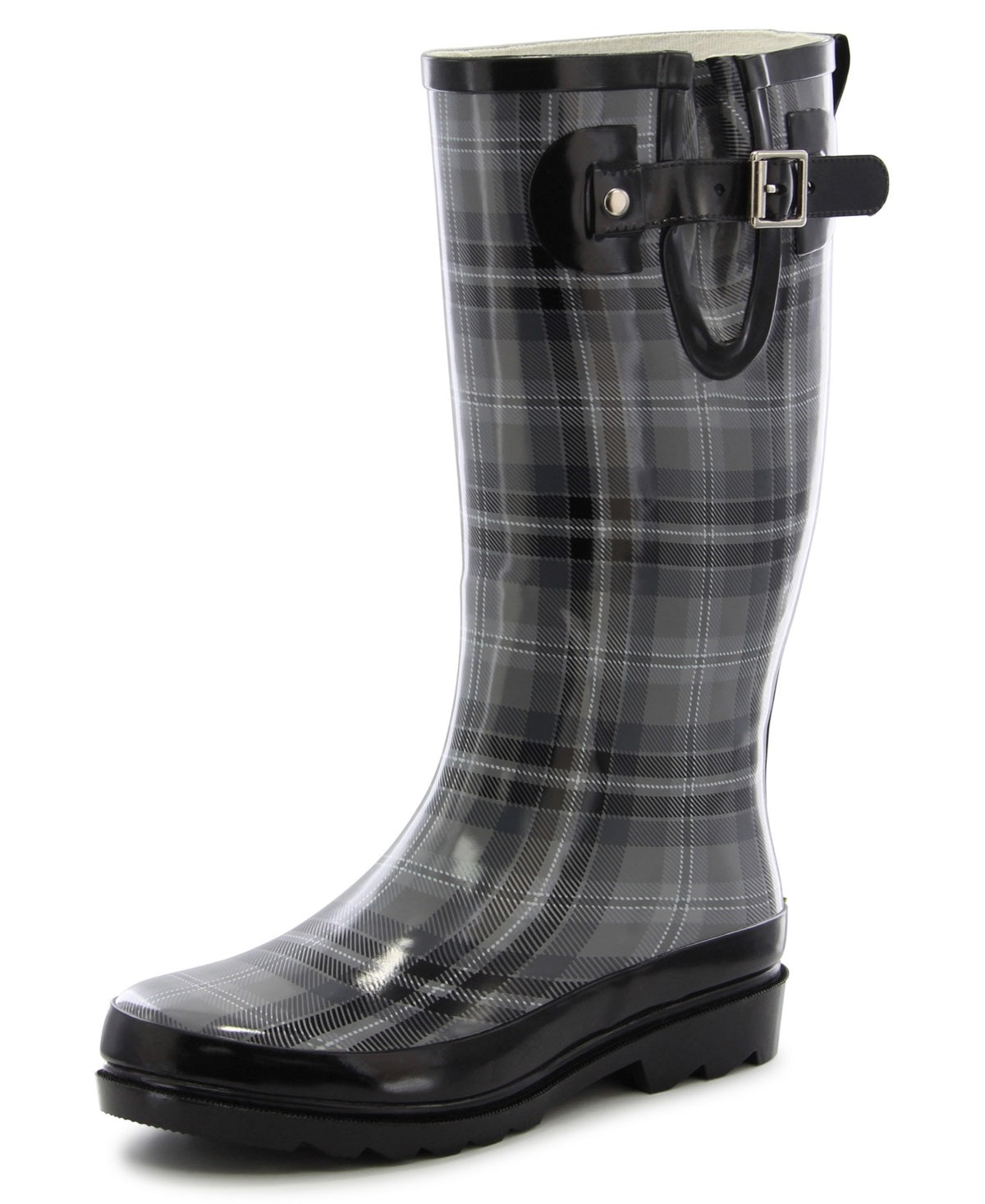Bota de chuva feminina Western Chief Highland Plaid cinza tamanho 6 M