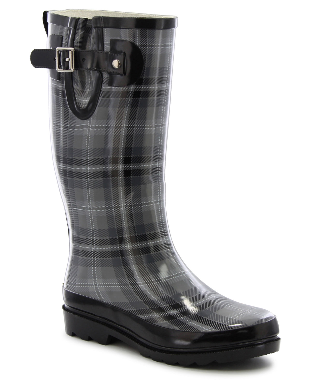 Bota de chuva feminina Western Chief Highland Plaid cinza tamanho 6 M