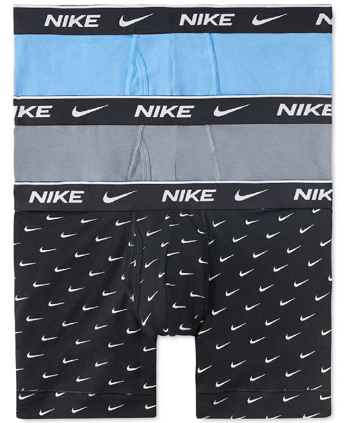 Cuecas boxer Nike Dri Fit Essential masculinas, pacote com 3, em algodão elástico, pretas, tamanho extragrande