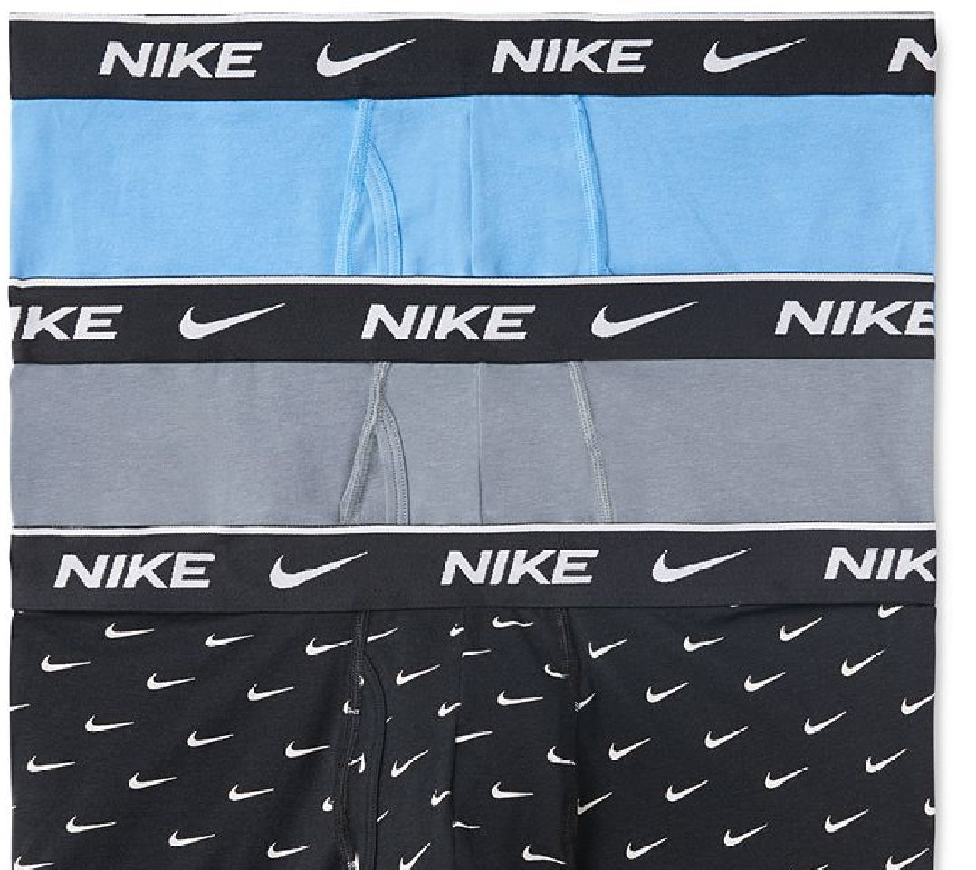 Cuecas boxer Nike Dri Fit Essential masculinas, pacote com 3, em algodão elástico, pretas, tamanho extragrande