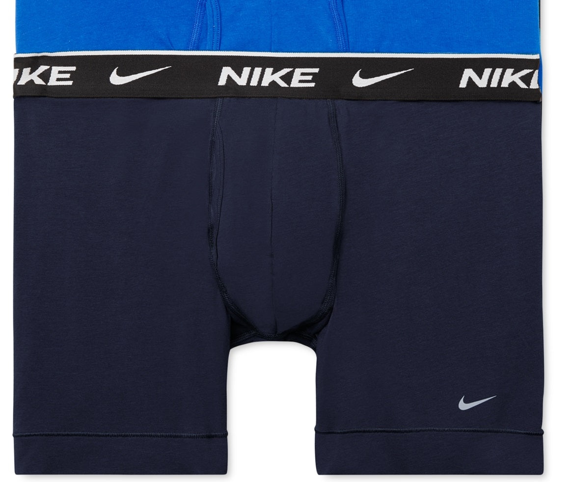 Cuecas Boxer Nike Dri Fit Essential Cotton Stretch Masculinas, Pacote com 3, Azul, Tamanho Médio