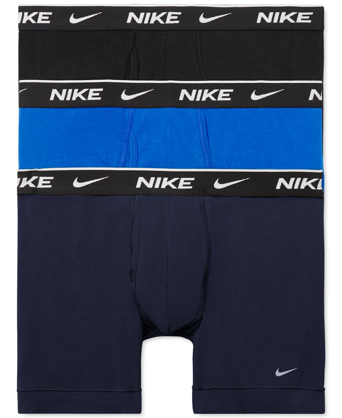 Cuecas Boxer Nike Dri Fit Essential Cotton Stretch Masculinas, Pacote com 3, Azul, Tamanho Médio