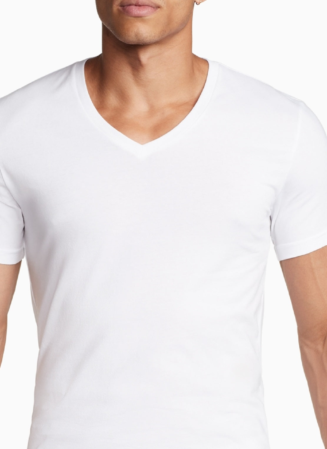 Camiseta Nike Dri Fit Gola V Masculina, Pacote com 2, Branca, Tamanho Pequeno