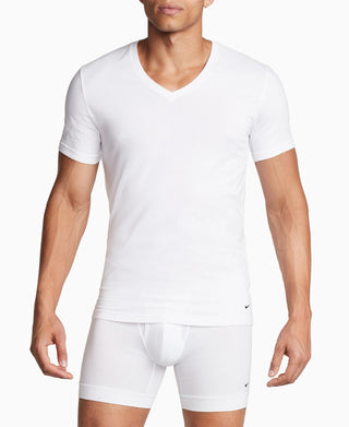 Camiseta Nike Dri Fit Gola V Masculina, Pacote com 2, Branca, Tamanho Pequeno