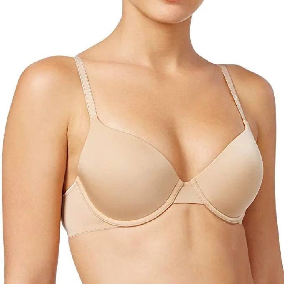 Sutiã Calvin Klein Feminino com Cobertura Total e Acabamento Recortado QF1714 Bege Tamanho 36DD
