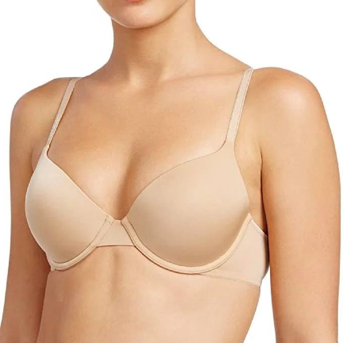 Sutiã Calvin Klein Feminino com Cobertura Total e Acabamento Recortado QF1714 Bege Tamanho 36DD