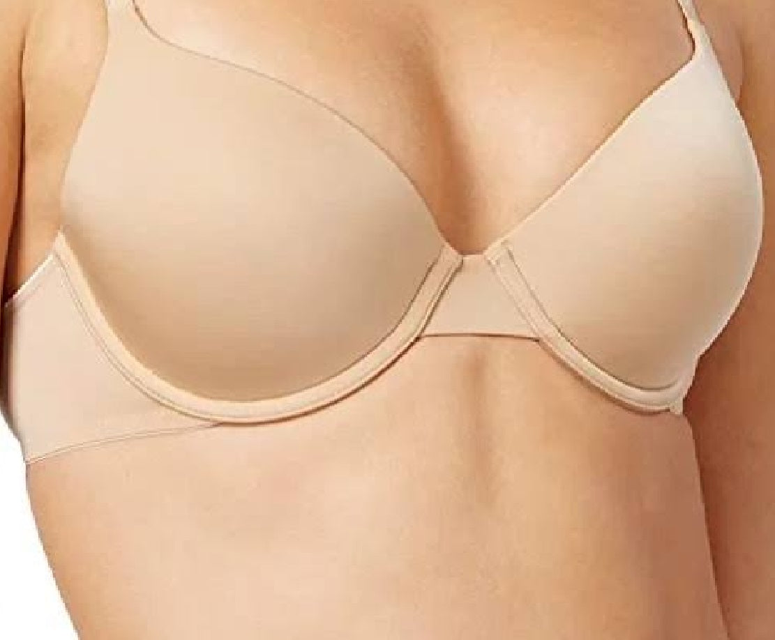 Sutiã Calvin Klein Feminino com Cobertura Total e Acabamento Recortado QF1714 Bege Tamanho 36DD