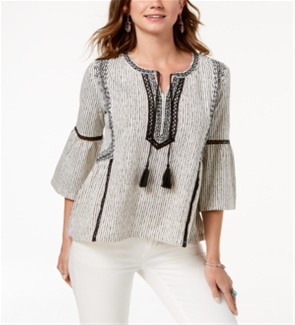 Blusa feminina estampada estilo camponês, branca, tamanho XX-G