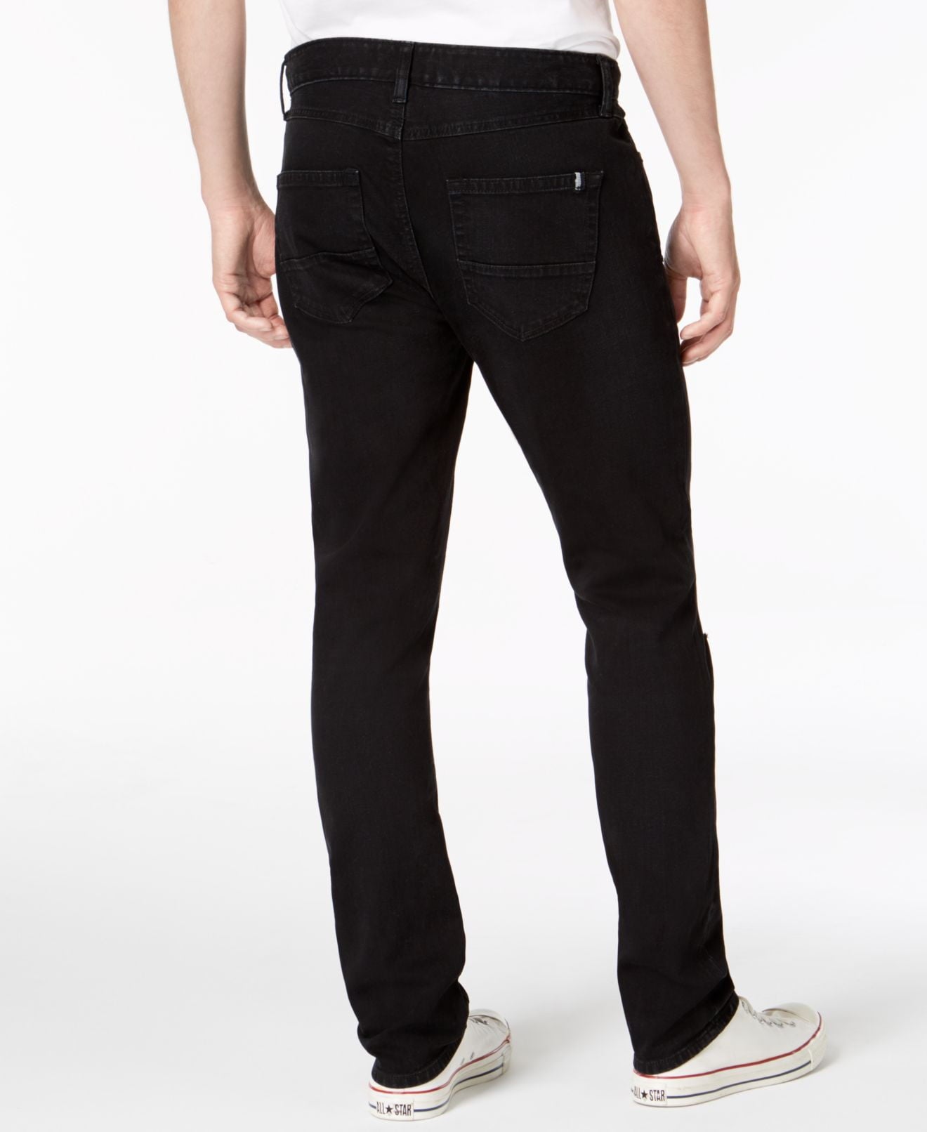 Calça jeans masculina American Rag Slim Fit Stretch Destroyed preta tamanho 34x32